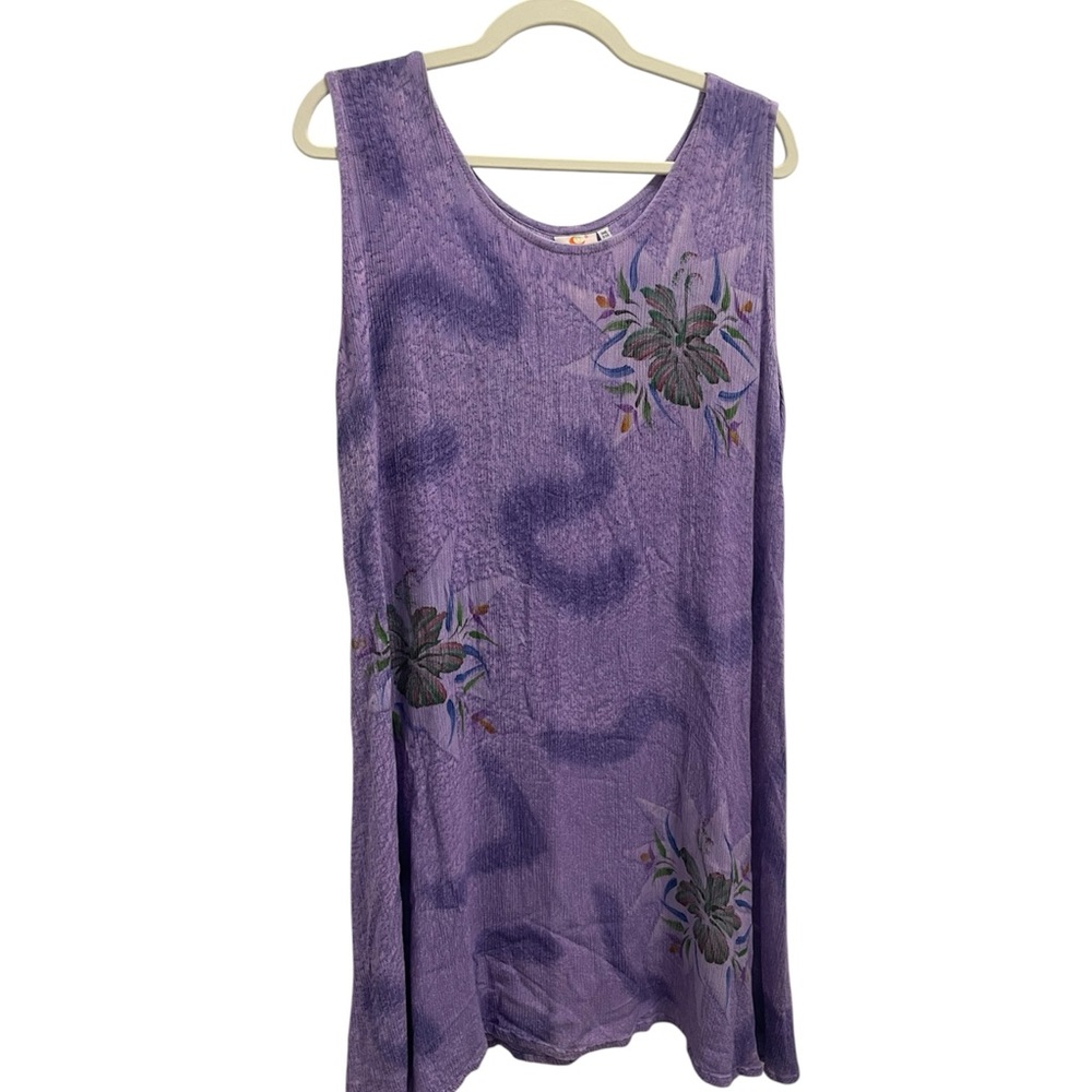 Pineapple Moon Purple Floral Mini Dress Vacation Resortwear Coverup One Size